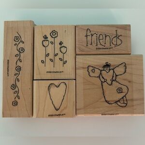 Stampin’ Up Wooden Block 1998 Friends Rubber Stamp Set